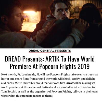 DREAD Presents: ARTIK To Have World Premiere At Popcorn Frights 2019